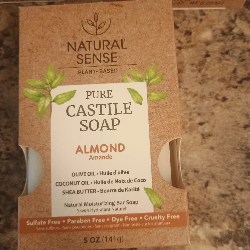 Natural castile soap bundle of three peppermint lavender almond. Sulfate-free 3